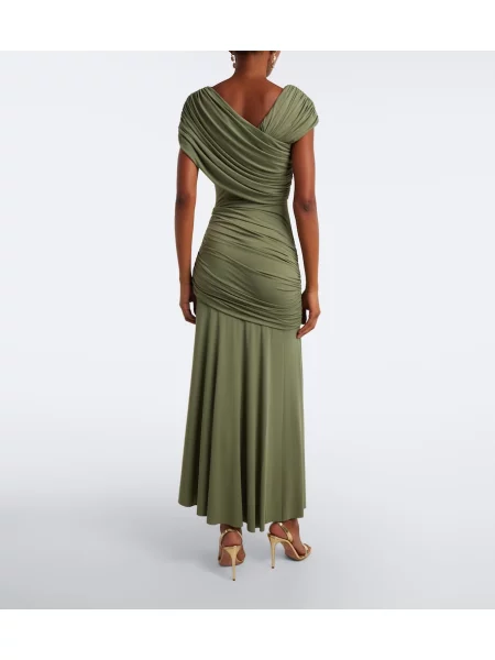 Rochie De La Vali cu volane din jerseu asimetrică verde