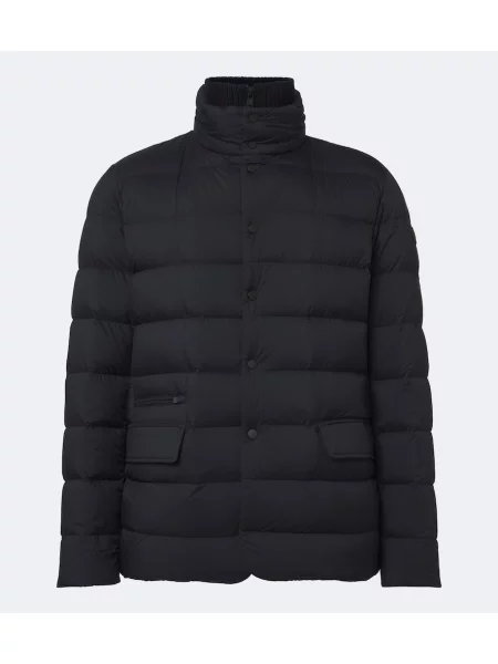 Geacă cu puf Moncler cu glugă albastru
