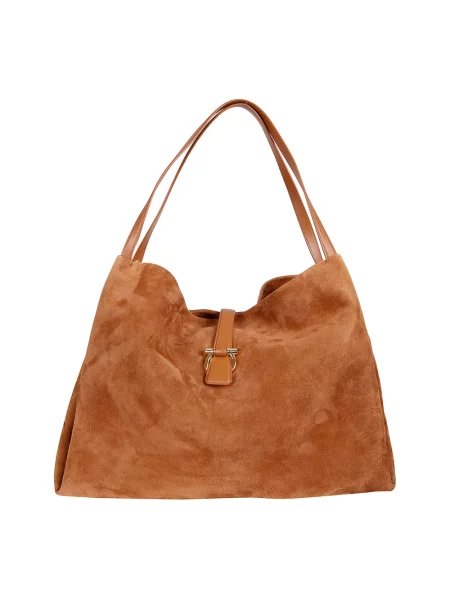 Shopperka Ferragamo zamszowa brązowa