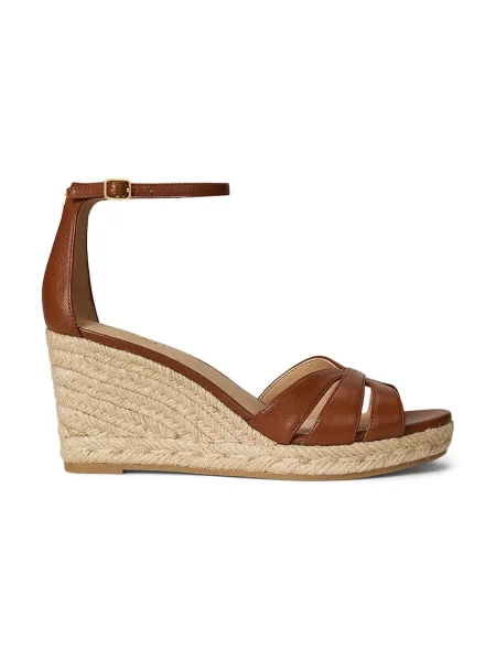 Kožené espadrilky Lauren Ralph Lauren Nellie hnedá