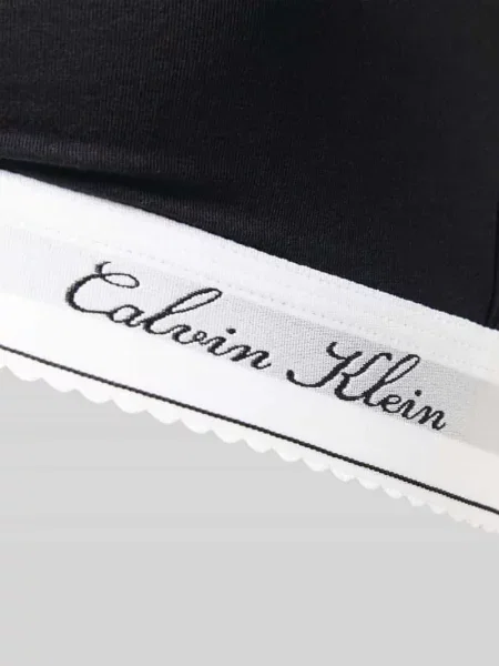 Biustonosz typu bralette z mieszanki bawełny z dodatkiem modalu model SCRIPT Lightly Lined' Calvin Klein Underwear czarna