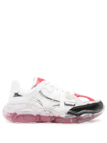 Sneakerși Moschino cu șireturi din dantelă chunky alb