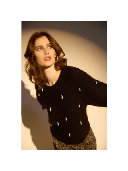 Dzianinowy sweter Rue De Femme czarny