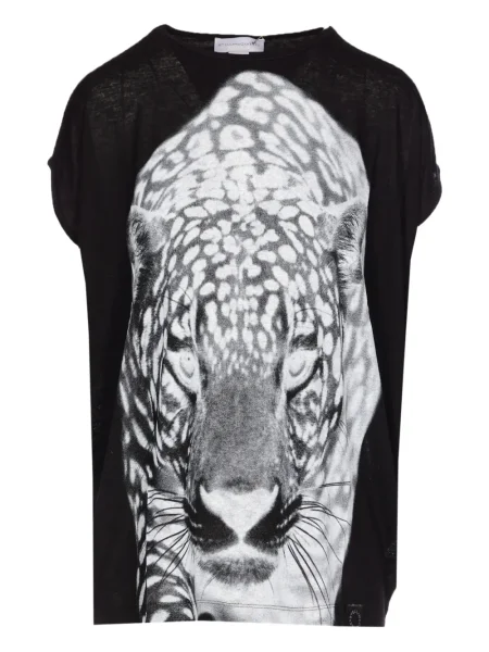 Tricou Stella Mccartney cu imagine cu model leopard negru