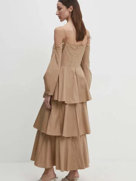 Сукня Answear Lab maxi розкльошена бежевий
