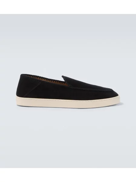 Chiloți Giorgio Armani din piele de căprioară slip-on negru
