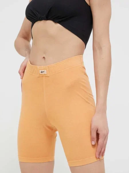 Къс панталон Reebok Classic с изчистен дизайн с висока талия оранжево