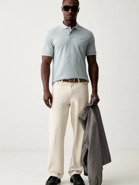 Tricou polo Boss Orange gri