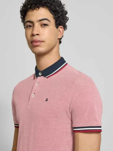 Koszulka polo o kroju slim fit z dodatkiem model ‘Paulos’ Jack & Jones czerwona