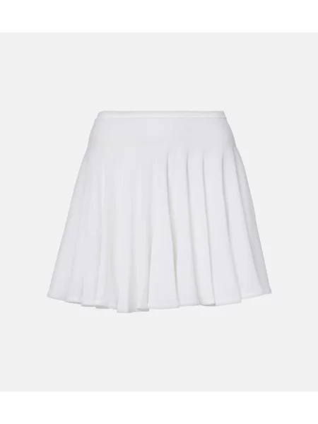 Fusta plisata Alaïa transparente alb