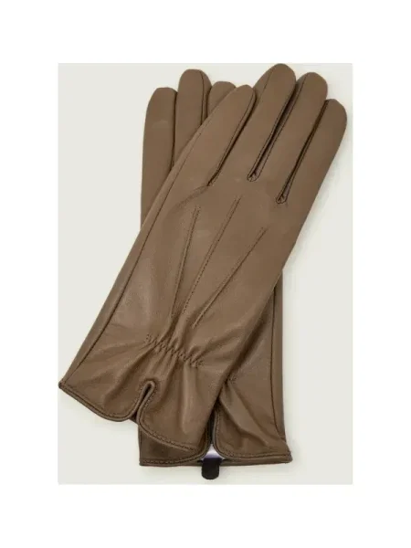 Marc Cain Mănuși de piele cu adaos de lână maro