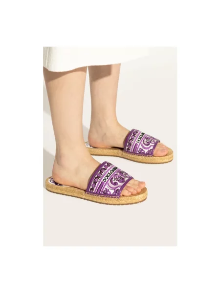 Klapki Dolce And Gabbana z nadrukiem fioletowe