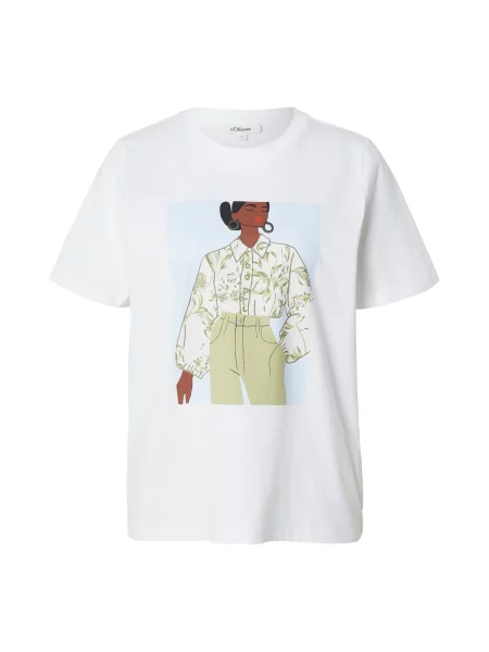 S.Oliver Tricou albastru deschis / verde deschis alb