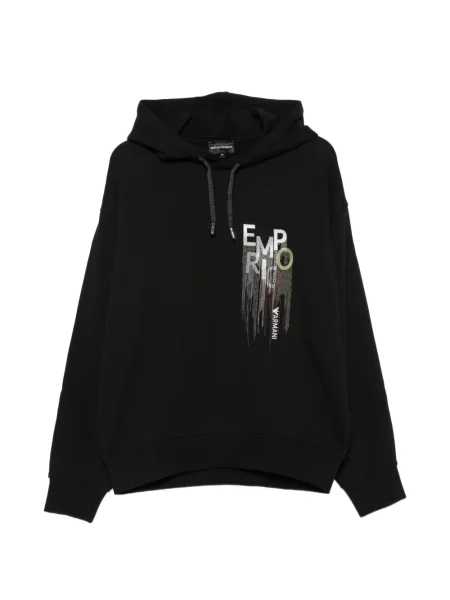 Hanorac cu glugă Emporio Armani cu autograf cu cordon negru