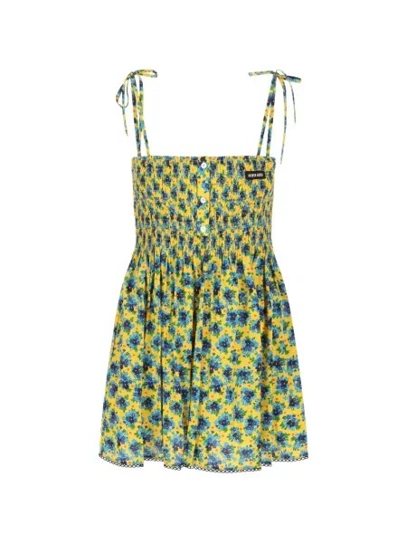 Rochie mini Miu Miu cu model floral cu imagine de costum galben