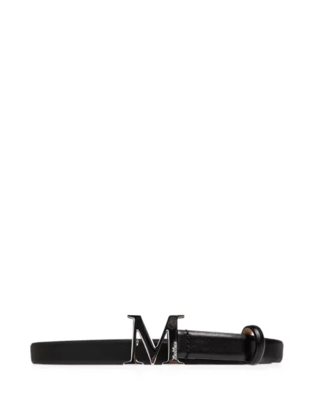 Curea Max Mara din piele cu autograf negru