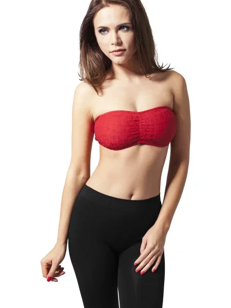 Bandeau modrček Urban Classics s čipko črna