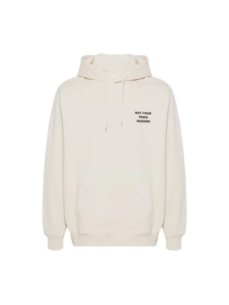 Drole de Monsieur Bluzy Mężczyzna XL Bluza z Kapturem z Napisem beżowy