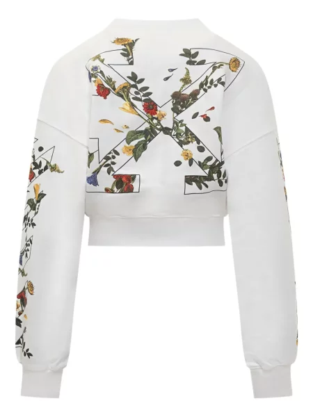 Hanorac crewneck Off-white cu model floral cu imagine cu decolteu rotund alb