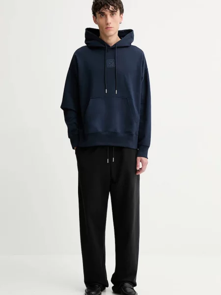 Calvin Klein bluza granatowy z kapturem z aplikacją