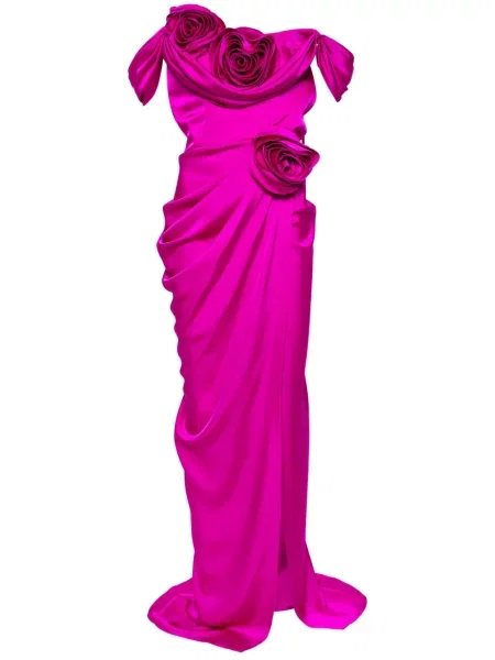 Rochie Ana Radu cu model floral drapată roz