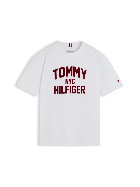 TOMMY HILFIGER Tricou roşu închis / murdar alb