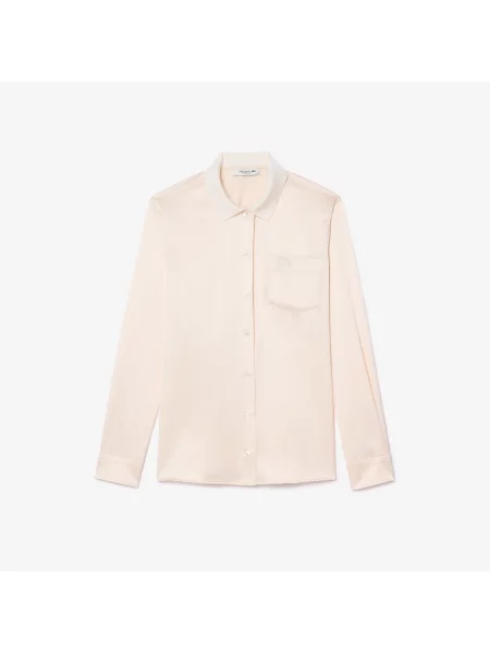 Lacoste Koszula Z Prążkowanym Kołnierzykiem Fluid czarna