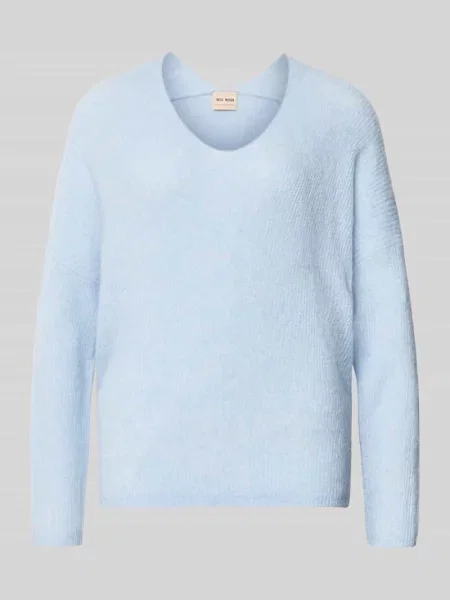 Sweter z dzianiny z mieszanka wełny z dekolt w serek model THORA' Mos Mosh