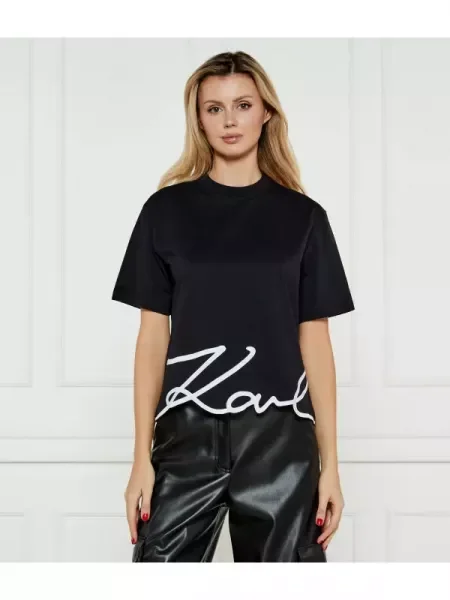 Karl Lagerfeld Tricou SIGNATURE HEM T negru