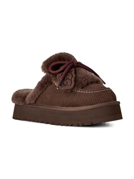 UGG пантофи дамски от велур W Disquette Heritage кафяво