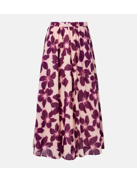 Fusta maxi Velvet de catifea cu model floral roz