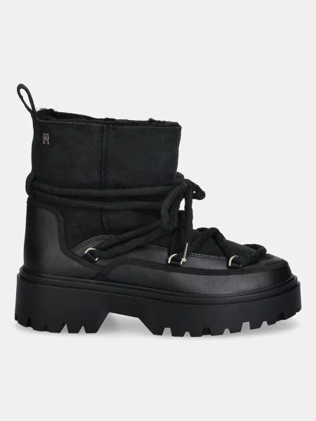 Tommy Hilfiger cizme de iarnă REAL SHEARLING LACEUP negru