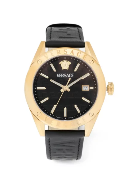 Ceas Versace din piele cu bretele negru