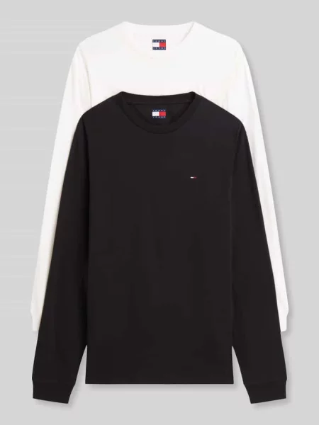 Bluzki z długim rękawem o kroju regular fit z czystej bawełny w zestawie 2 szt. Tommy Jeans biała