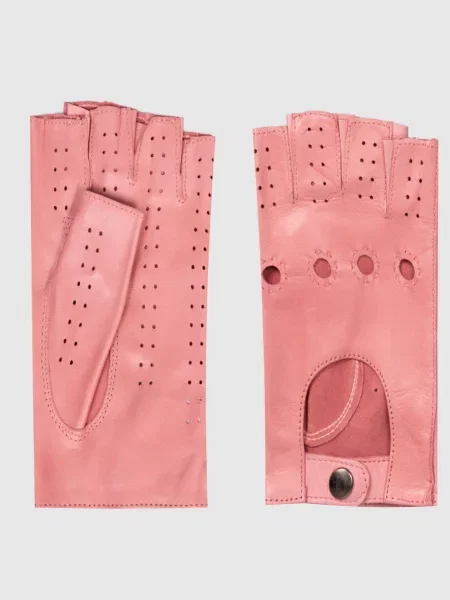 Кожаные перчатки Babe Pay Pls с перфорацией розовые