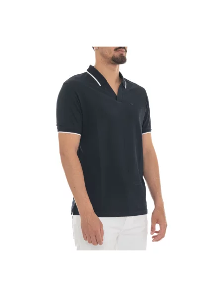 Krótka koszulka polo Emporio Armani niebieska