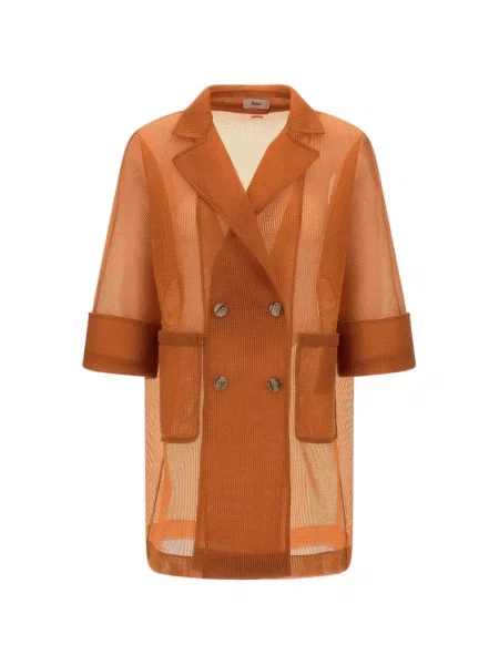Palton cu două rânduri de nasturi Herno plasă cu două rânduri de nasturi portocaliu