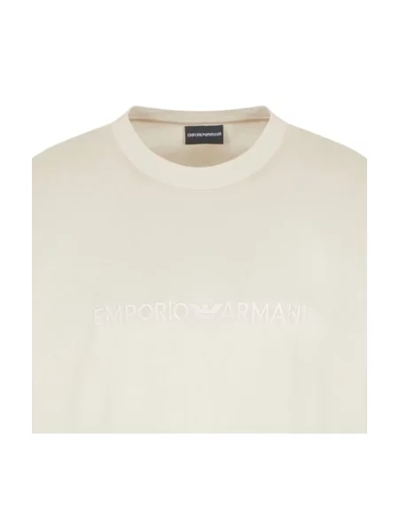 Koszulka Emporio Armani z krótkim rękawem z logo beżowa