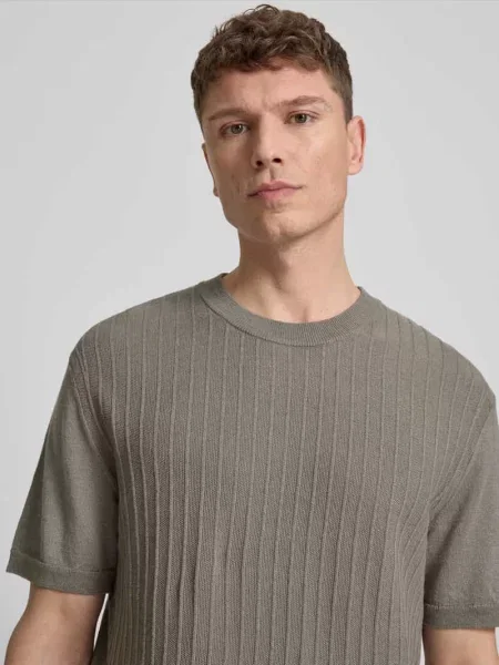 T-shirt o kroju regular fit z mieszanka lnu i bawełny model KAJORDINO' Boss Orange