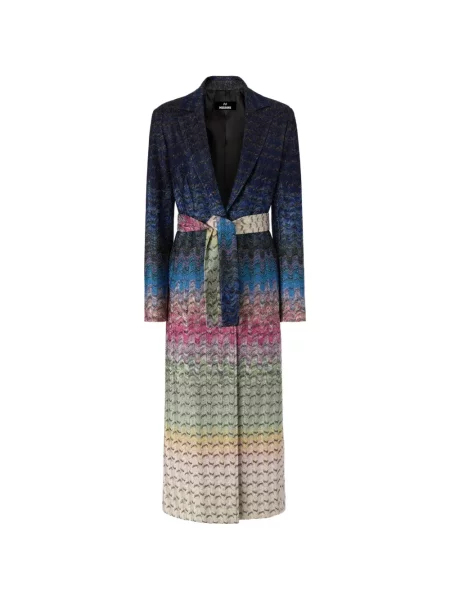 Cu centură palton Missoni tricotate albastru