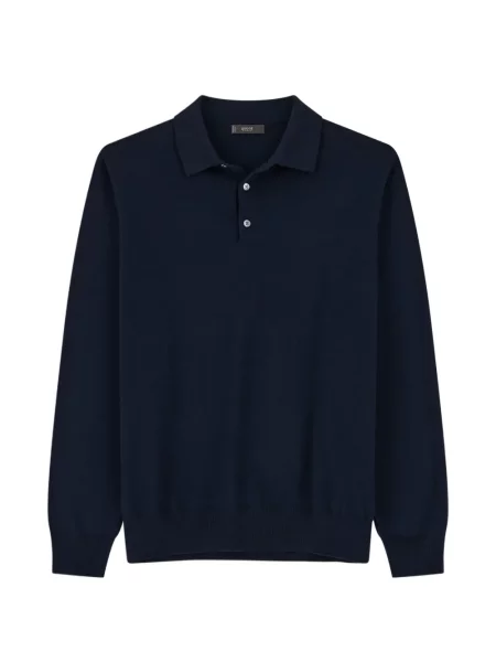 Tricou polo Boggi Milano din lână merinos albastru