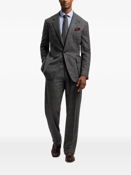 Sacou Ralph Lauren Purple Label de lână în carouri gri