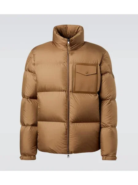 Кожено яке Moncler кафяво