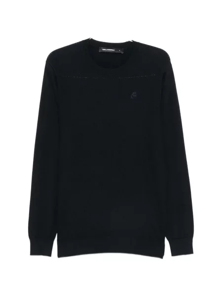 Sweter Karl Lagerfeld z okrągłym dekoltem niebieski