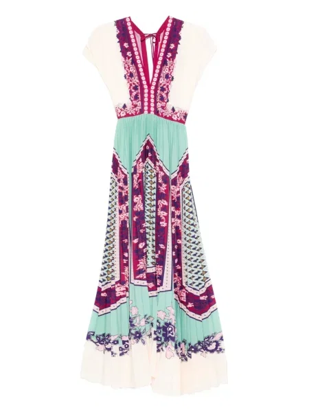 Sukienka midi La Doublej w kwiatki z dekoltem w serek plisowana