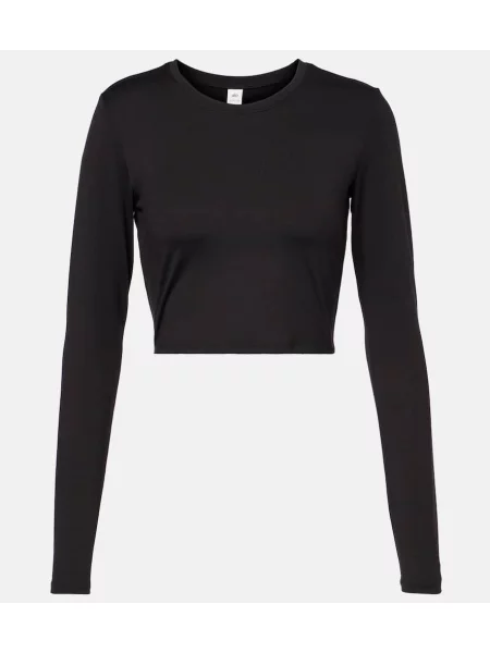 Top Alo Yoga o krotszym kroju czarny