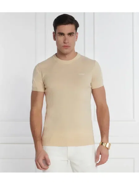 GUESS Tricou cu adaos de mătase bej