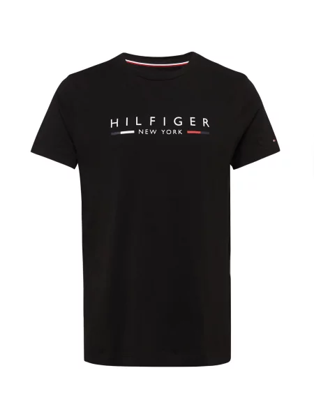 TOMMY HILFIGER Tricou Slim NYC Logo roșu / negru alb