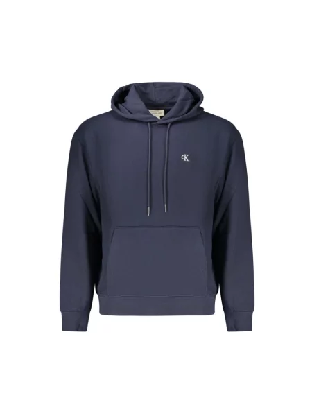 Bluza z kapturem Calvin Klein z kapturem z długim rękawem niebieska