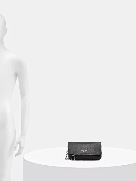Zadig&Voltaire чанта crossbody дамска от кожа ROCK NANO GRAINED LEATHER черно
